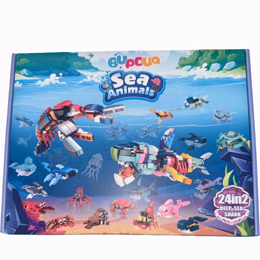 Sea Animal Building Blocks 24 Small or Two Large Ages 6-12 New in Box